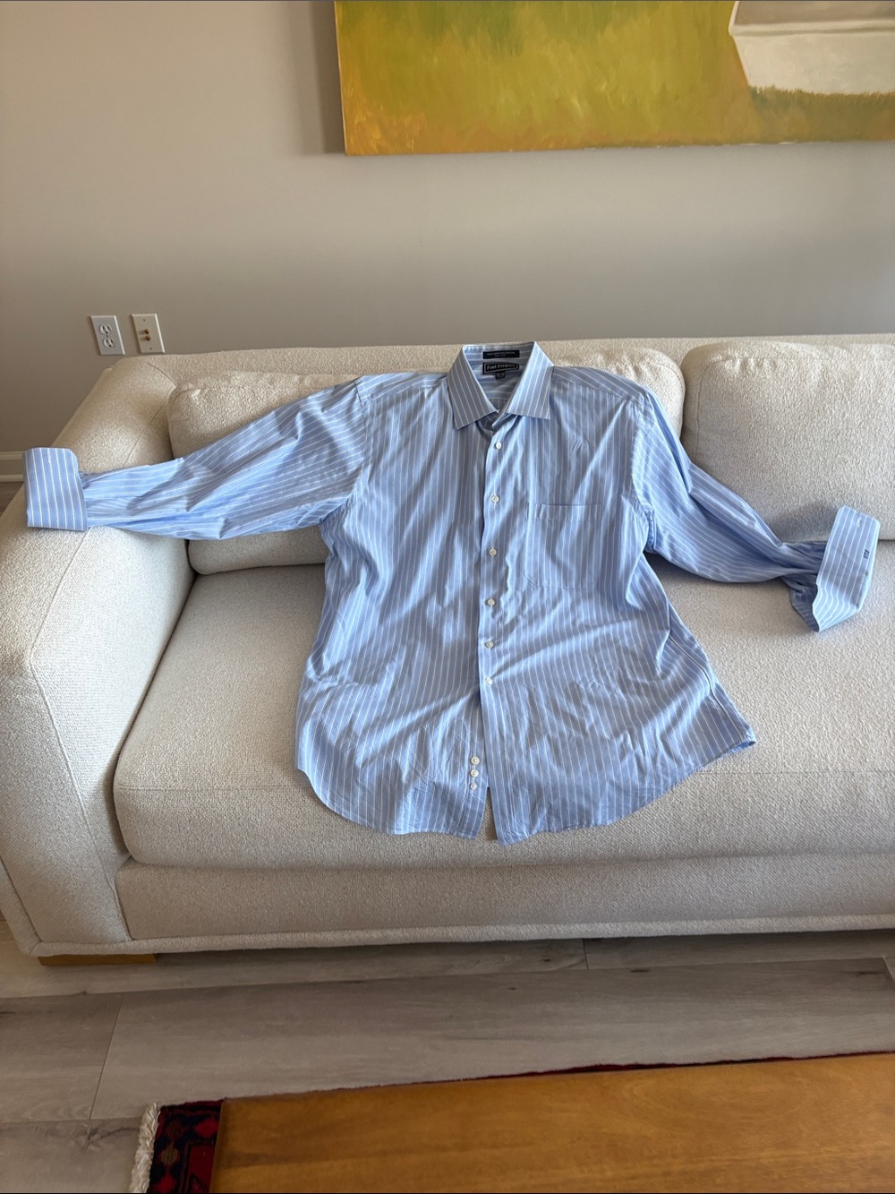 Paul Frederick French cuff .Light Blue Striped Men's Dress Shirt
